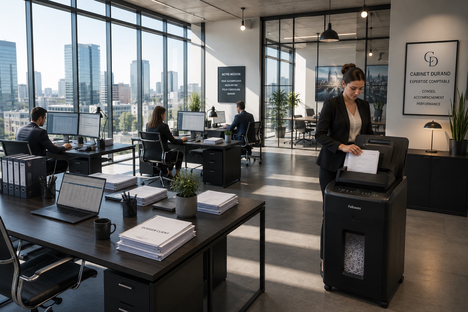 utilisation d'un destructeur de documents au bureau